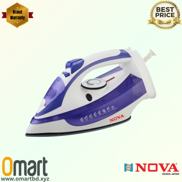 NOVA Electric Iron NV-1017 with Non-stick Soleplate and Adjustable Thermostat – Available at OMART