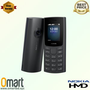 Nokia 110 DS feature phone in Charcoal and Cloudy Blue, available with the best Nokia 110 DS price in Bangladesh at OMART.