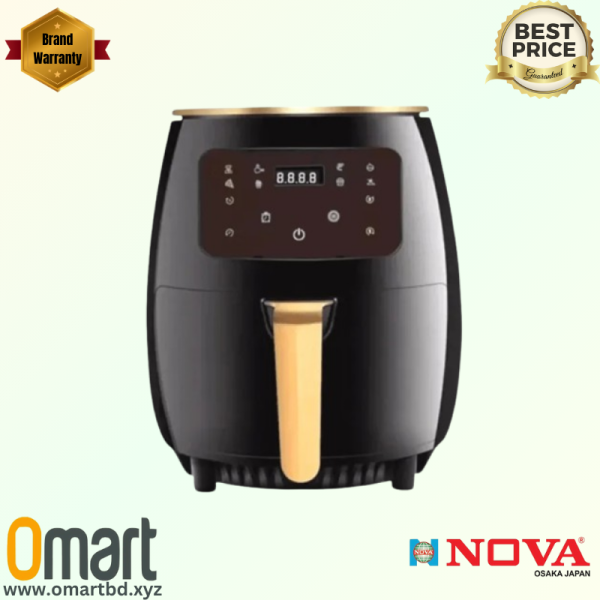 NOVA Digital Air Fryer NV-902 B with 5.5L Capacity, 1600W Power, and LED Touchscreen at OMART