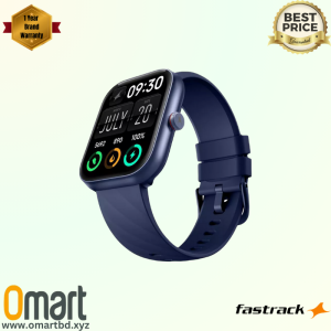 "Fastrack Kruz+ Smartwatch, 1.91-inch HD display, 100+ sports modes, Bluetooth calling, and IP68 waterproof – Available at OMART."