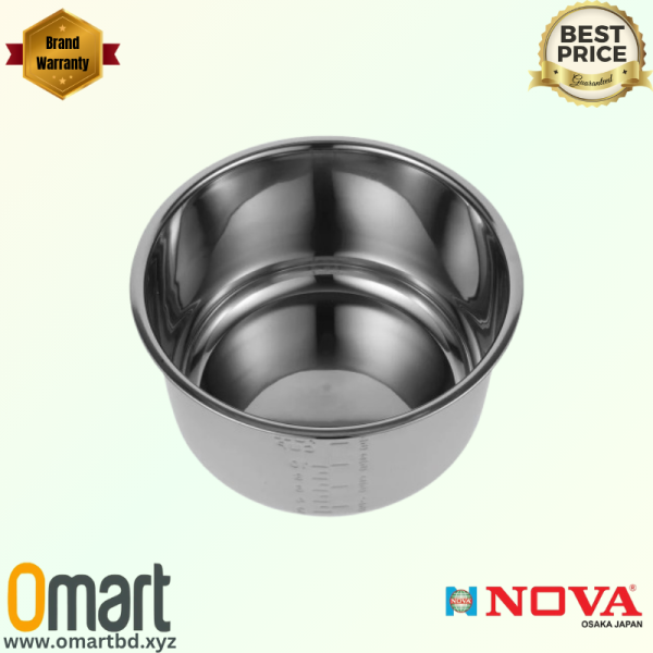 "NOVA Rice Cooker, double pot design with stainless steel and aluminum pots, 700W power, available at OMART."