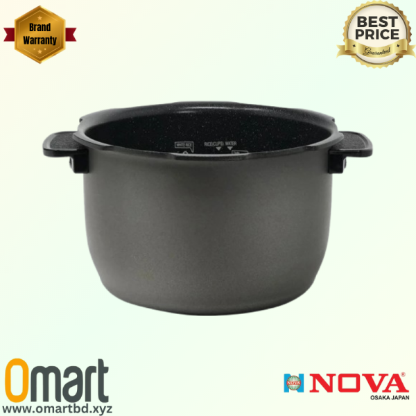 "NOVA Rice Cooker, double pot design with stainless steel and aluminum pots, 700W power, available at OMART."